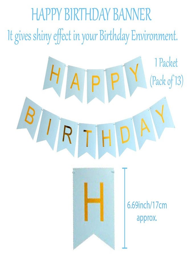 AMFIN® Happy Birthday Banners with Blue Gold and White Tassel Perfect for Birthday Decoration Materials - Blue - Image 2